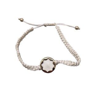 House of Harlow Sunburst Macrame Bracelet Braided Cord Adjustable White